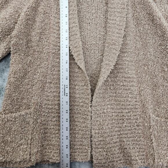 Vintage Adele Joyce Sweater Womens M Tan Wool Curly Knit Open Front Cardigan - Picture 7 of 8